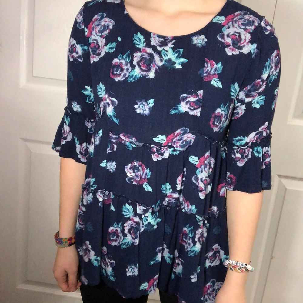 Flowy Navy Floral Top